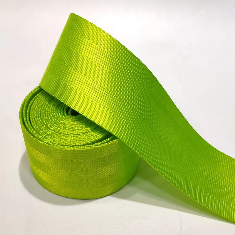 Custom Fluorescent Green High Strength Polyester Woven 47mm Seatbelt ...