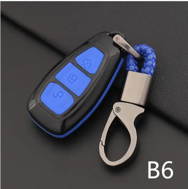 C carbon fiber + red Happyit ABS Carbon Fiber Shell+Silicone Car Key Cover Case Keychain for Ford Focus Mondeo Edge Fiesta Kuga Mondeo MK4 Fusion Escort Ecosport