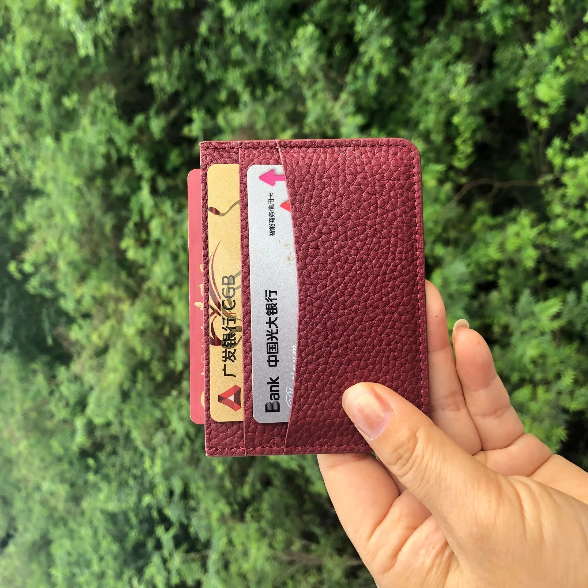 Genuine Pebble Leather Credit Card Holder Wholesale Card Holder Wallet Business Id Card Holder