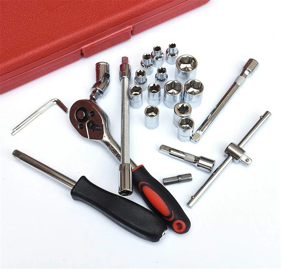 46piece Socket Set 1/2 1/4 3/8 Household Tool Kit Socket Set For