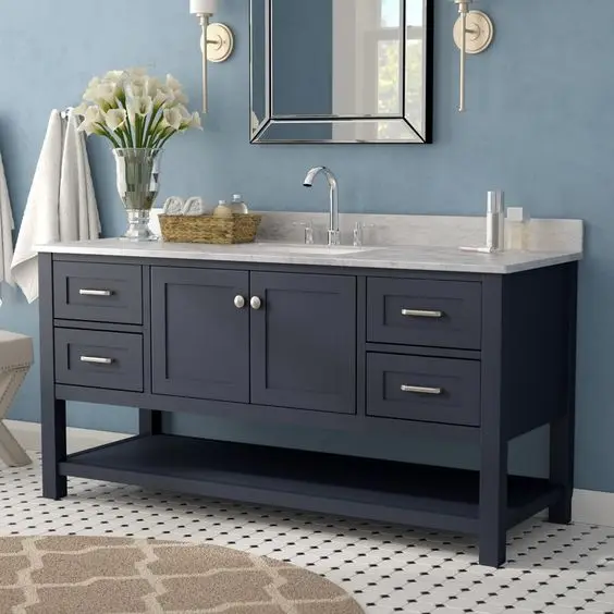 48 Inch Modern Gray Wood Freestanding Small Single Sink Unit 48 Inch Modern Gray Wood Freestanding