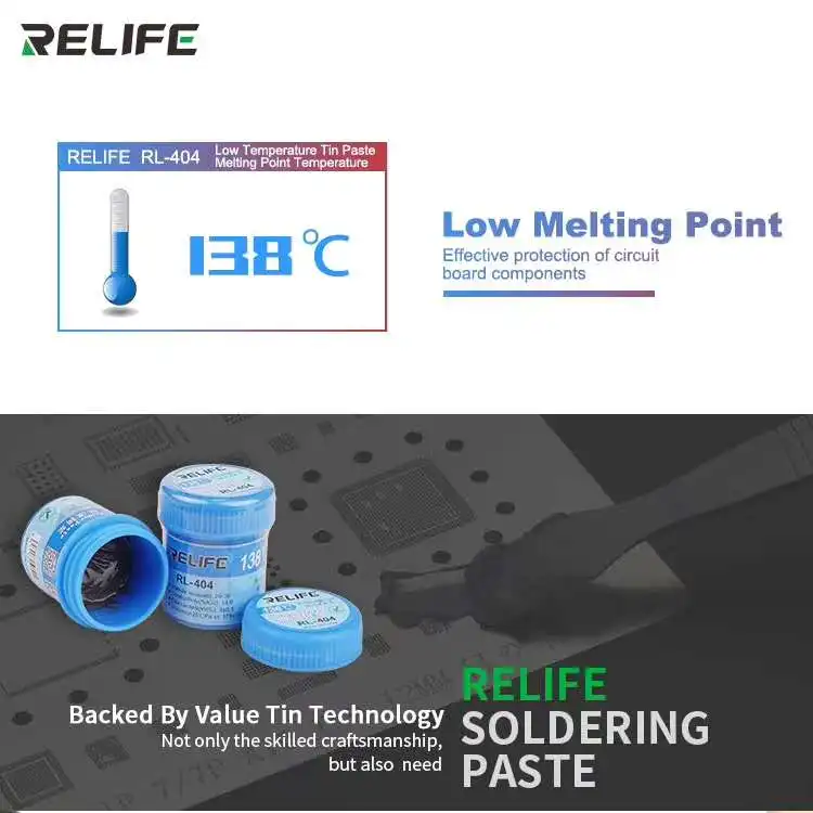 RELIFE RL-404  lead-free low temperature solder paste 138 degree