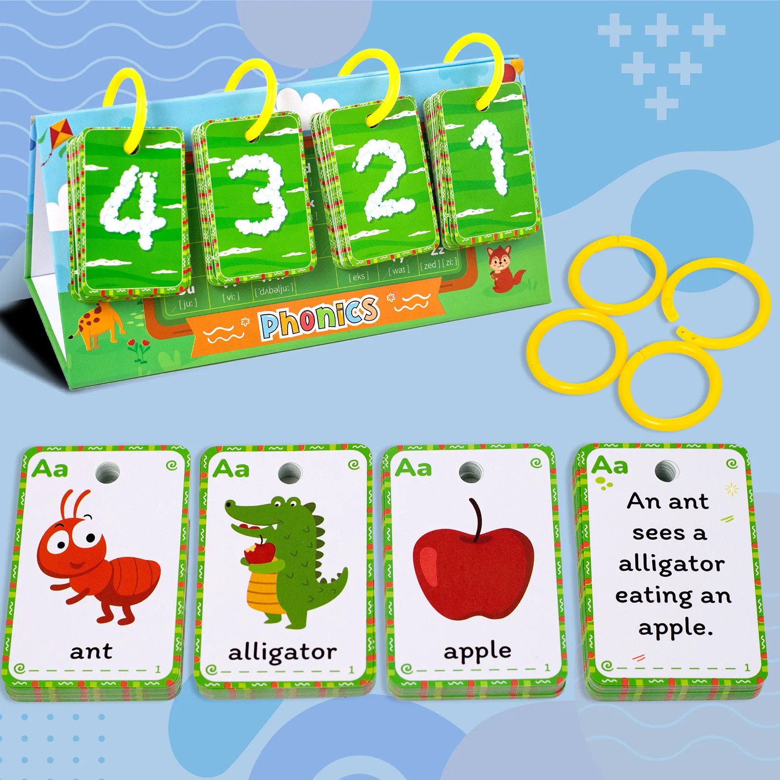 product 104pcs nature spelling words sentences desktop education card english illustration childrens early cognitive parent child-30