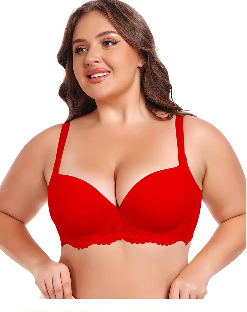 Cross-Border Large Size Bras Anti-Sagging & Breathable V2109005 Model with Steel Ring & Gathered Cups for Large Chest Wholesale