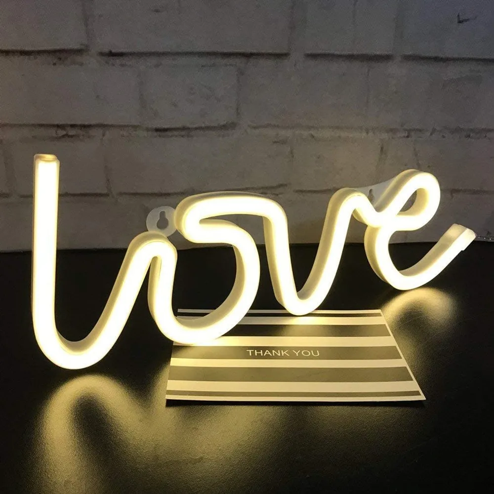 Love Neon Signs Lights LED Neon Night Lights Lamps USB Battery Operated Art Wall Decorative for Home Wedding Bedroom Christmas