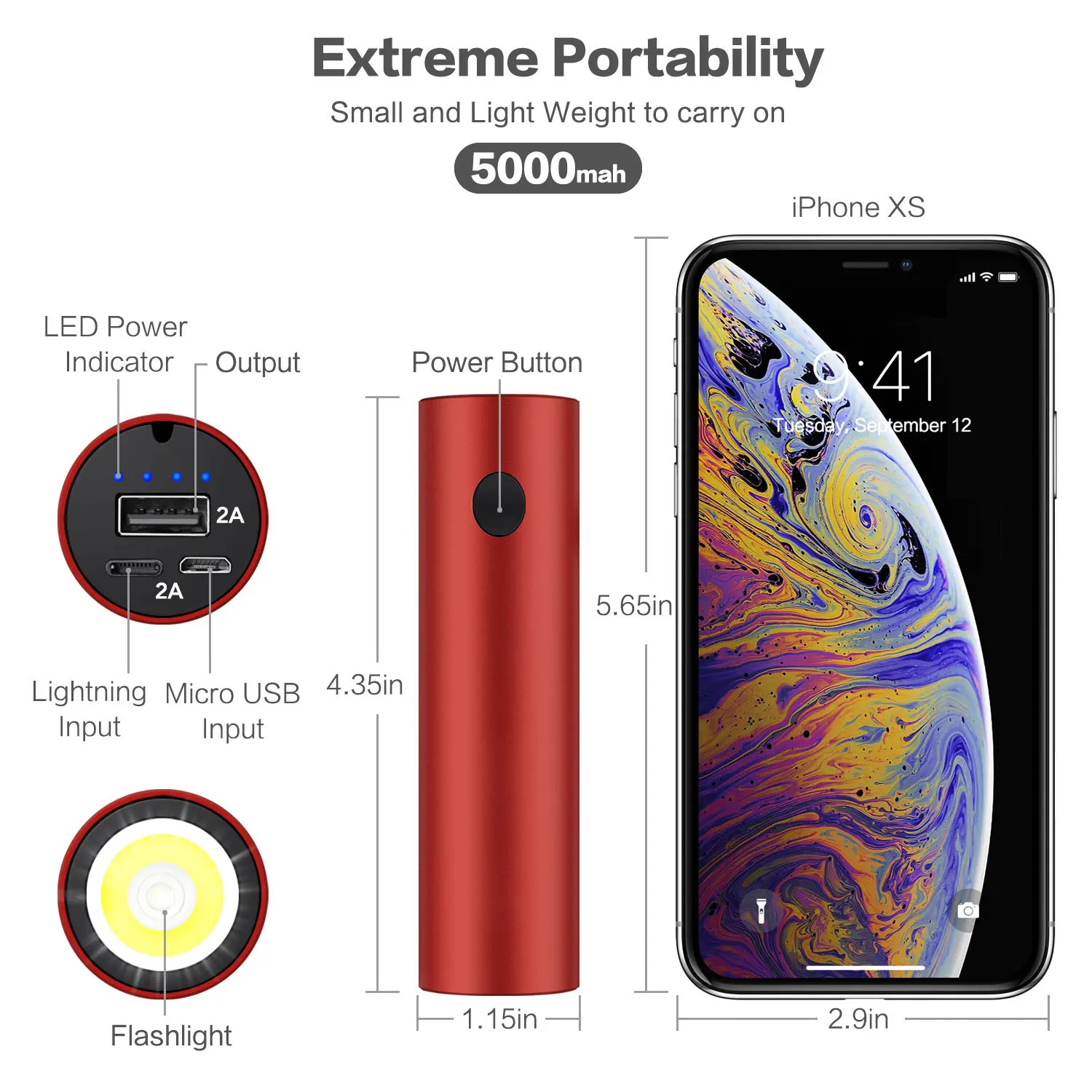 Mini Portable Super Bright Waterproof USB Rechargeable 5000mAh Power Bank Aluminium 10W LED Tactical Torch Flashlight - ANKUX.COM