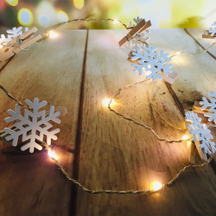2.2M White Snowflake Christmas Decoration Led Photo Clip String Lights