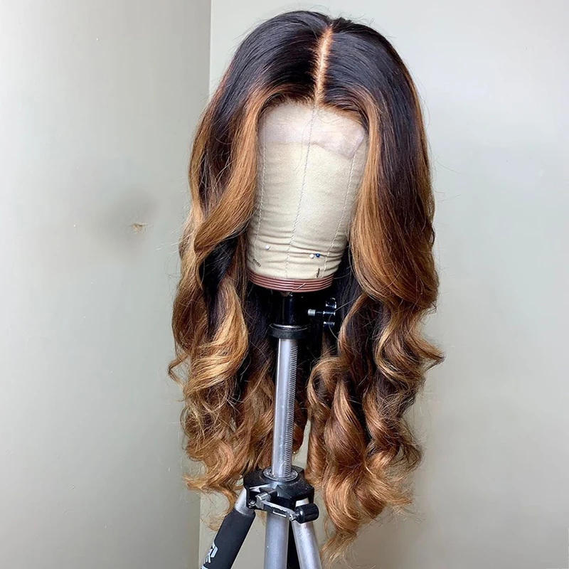 New Fashion Brown Human Hair Full Lace Wig With Highlights 1b30 Highlighted Peruvian Hair Human