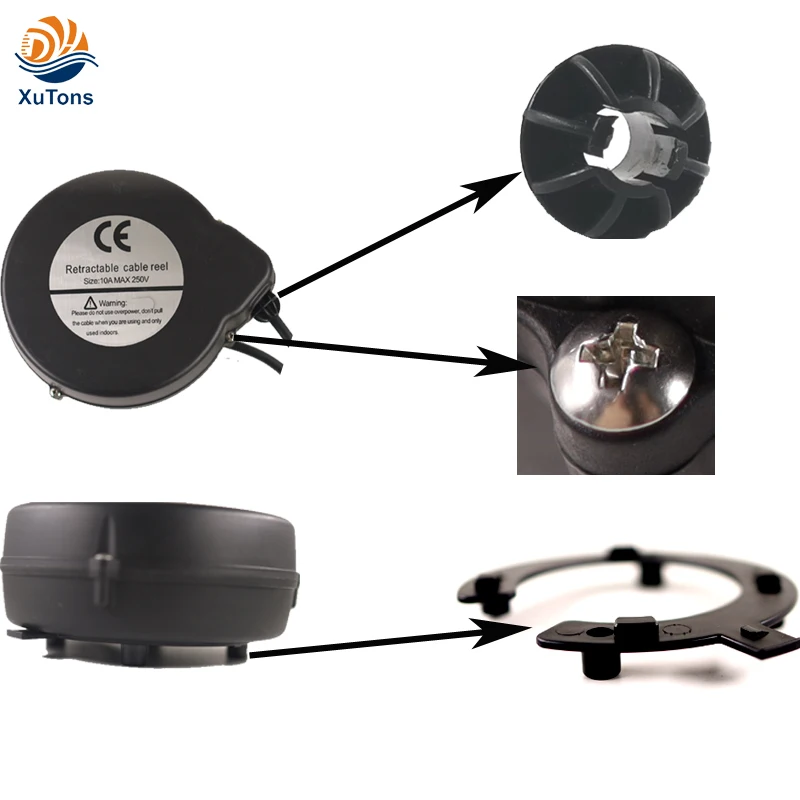 3g*1.5mm2 Retractable 220v European 10ft Extension Cable Reel For Ev