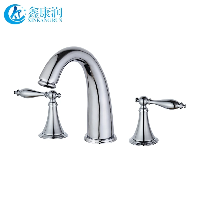 New Design Double Handles Basin Wash Basin Taps Brushed Nickel Basin