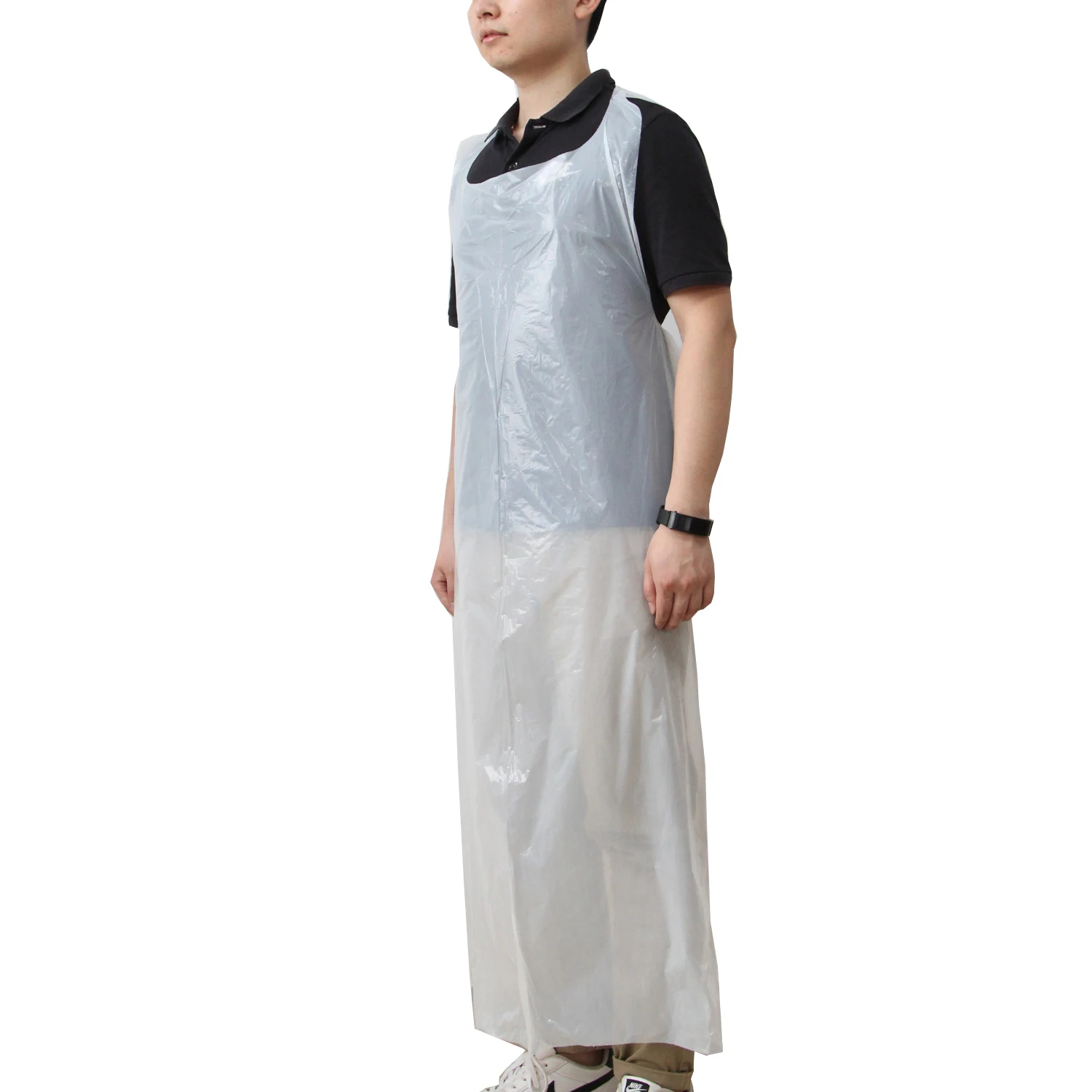 Transparent Flat Pack & Roll Of Disposable Plastic Aprons High Density Polythene 