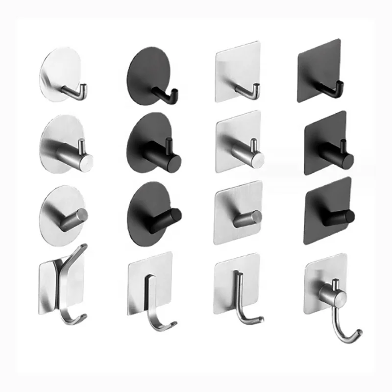 Wholesale Stainless Steel Wooden Decorative Self Adhesive Wall Clothes Coat Command Hooks For 3m