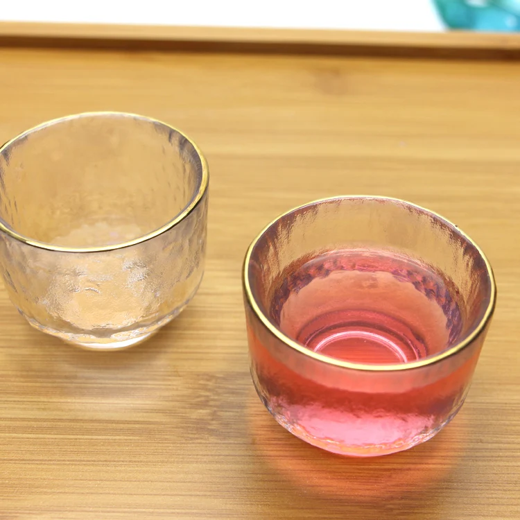 Japanese Style Gold Rim Sake Glass Japan Frosted Sake Cup Custom Sake