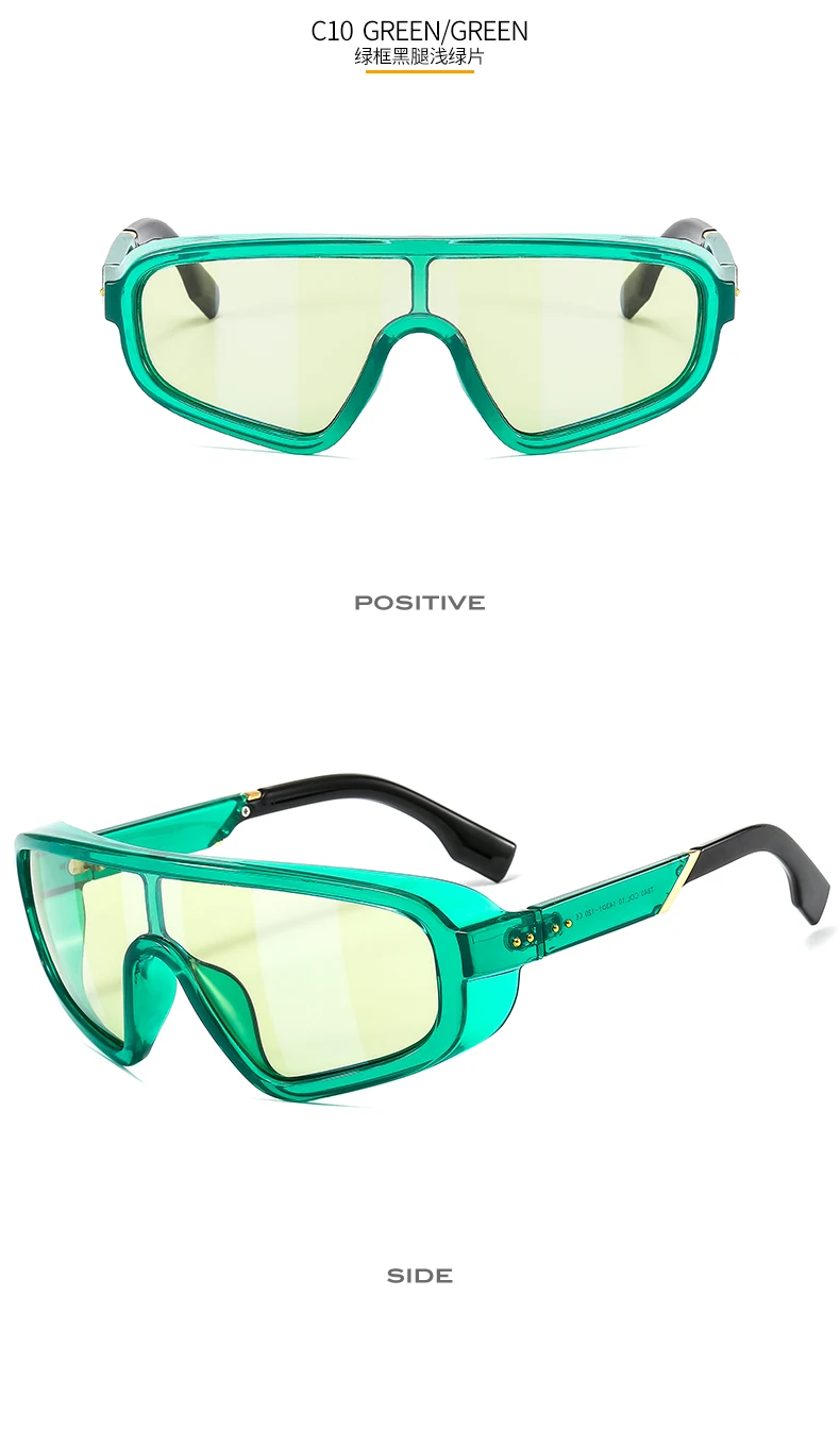 Vashap T840 Unique Oversized Sunglasses One Piece Plastic Metal Shades