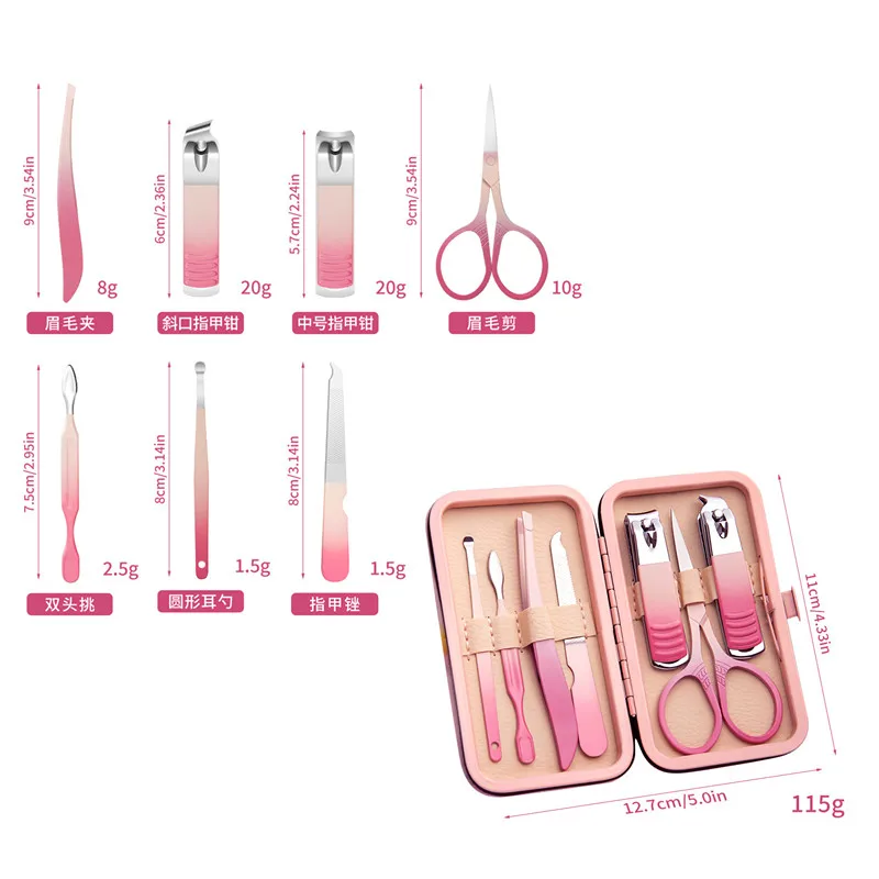 19 pcs pink manicure set361-2