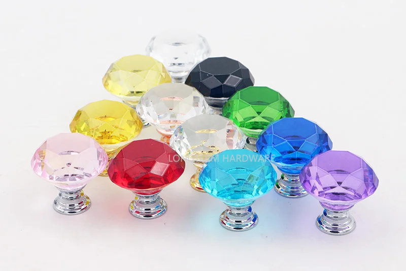 Hot Sale Colorful Decorative Glass Crystal Bed Knobs Drawer Knobs In