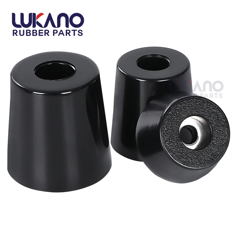 Black Round Bolt On Rubber Feet With Threaded Stud Threaded Rubber Foot