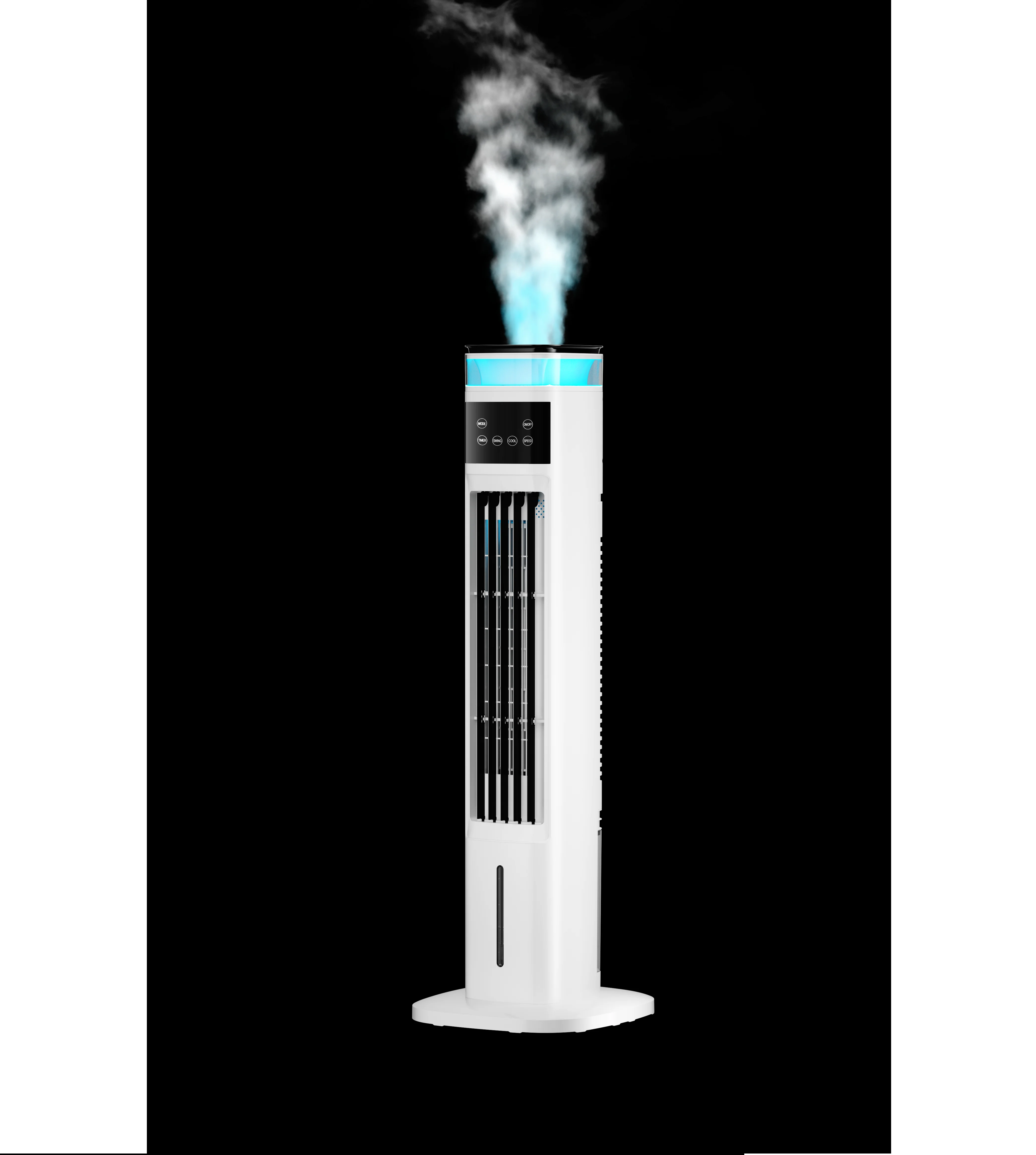 Portable Evaporative Flame Humidifier Tower Fan with Remote