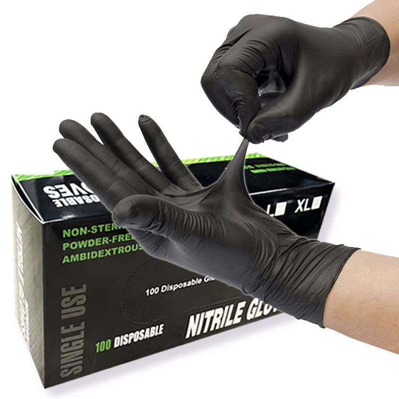 3Mil Black Nitrile Gloves Tattoo Beauty Salon Manicure Hair Nail Art