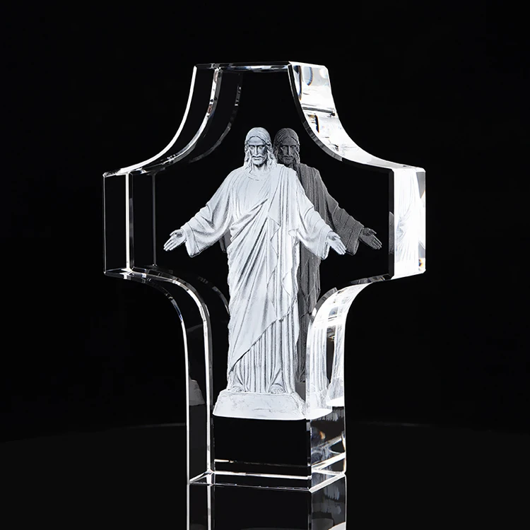 product 2023 new design customized personalized crystal glass cross decoration religious gifts glass crystal cross-31