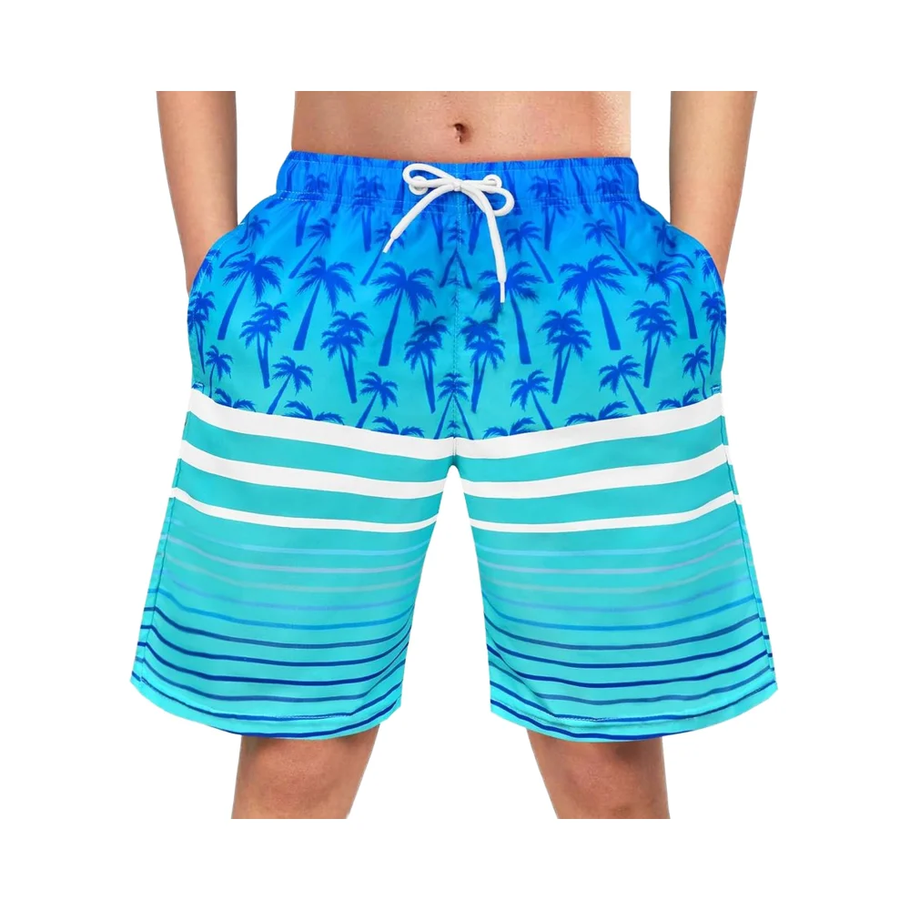 Quick Dry Men's Youth Toddler Swim Trunks Casual Solid Pattern Knee Length Knitted Mid Board Shorts Canvas Drawstring 100% factory