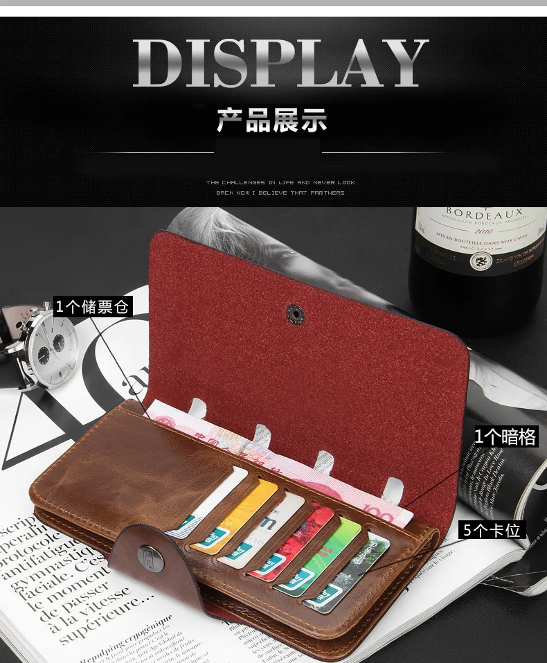 Wholesale Baellerry C526-76 pu leather 3 Fold Modern cowboy style Vintage wallet for men Card holder