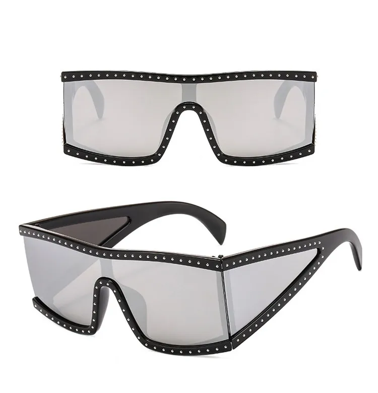  Finewell Fashion Oversized Frame One Piece Rivet Goggles