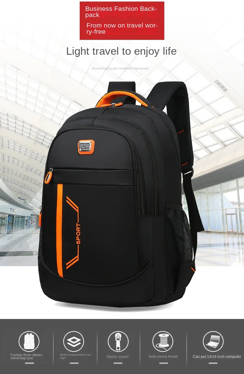 Women's Korean Style Large Capacity Backpack Men's Computer Bag Fashionable Schoolbag for Junior Senior High School Backpack