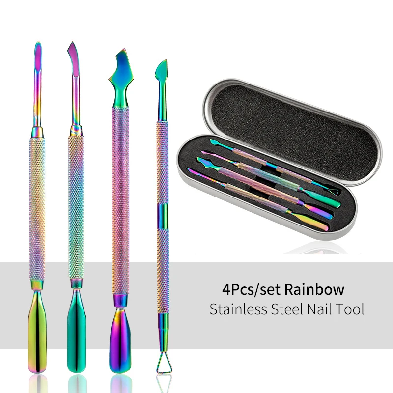 Professional Cuticle Pusher Kit Dualended 4pcs/box Stainless Steel