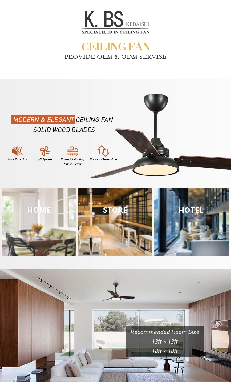 wholesale indoor dc abs 3 wooden blades 52 inch modern ceiling