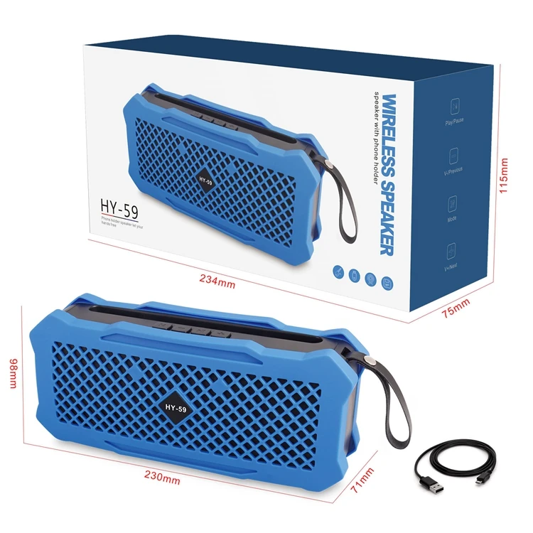 5W Waterproof HY-59 Bluetooth Speaker Audio Speaker Audio Bass Subwoofer Outdoor Portable Wireless Speaker + Mobile Power - ANKUX.COM