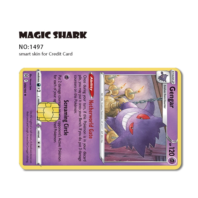 Kingareal Manufacturer Wholesale Original 3M Vinyl Skin Cover Charizard  Gangar Poke Mon Custom Credit Card Sticker