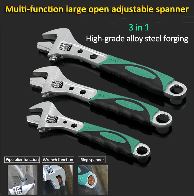 Factory Directly 3 in 1 multi function adjustable wrench spanner