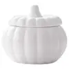 Restaurant Home Use Custom Logo White Ceramic Pumpkin Shape Bowl With Lid
