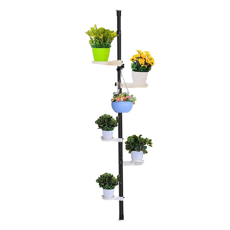 Wholesale Indoor Plant Rack Spring Tension Rod Metal Flower Display