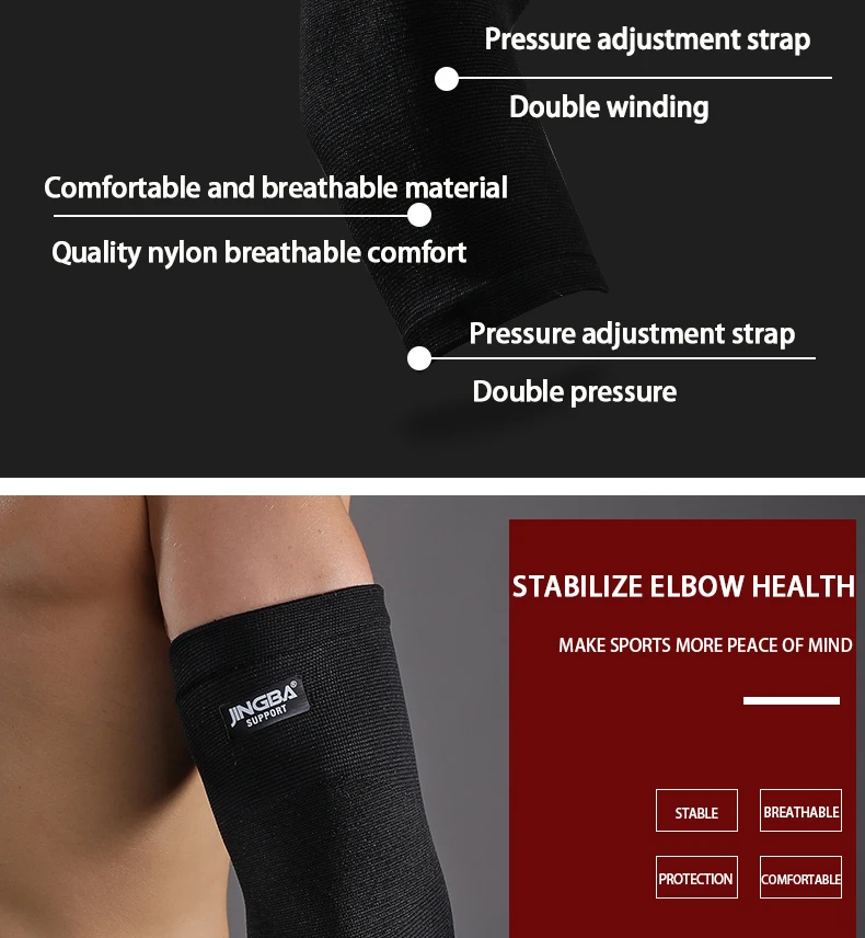 Jingba Support Black Nylon Sports Protection Elbow Brace Baseball Elbow