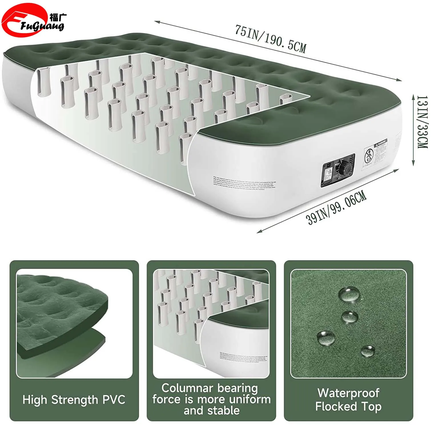 Custom Double Height Builtin Air Pump Inflatable Air Mattress Double