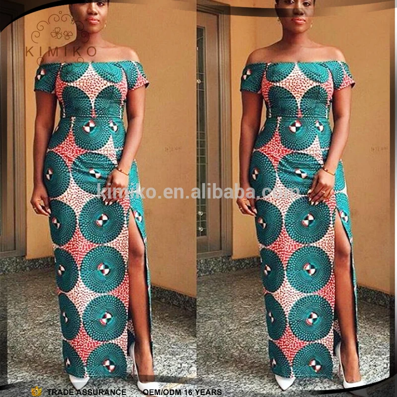 off shoulder african print dresses