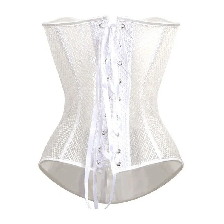 Women Sexy Slimming Corset And Bustiers Gauze Glement Breathable Gothic Corset Straitjacket Solid Overbust Bustier Waist Trainer