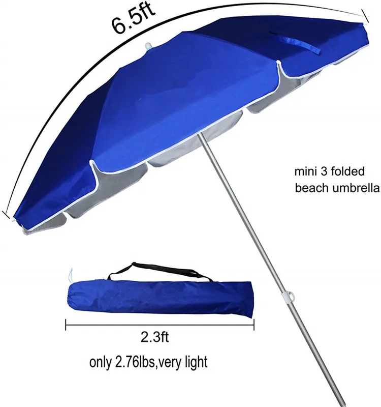 2020 New Design custom UV 50+ beach umbrella portable 3 fold sombrilla outdoor parasol