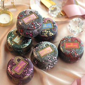 Gold Plated European Tea Candy Jewelry Storage Box Candle Jar Christmas Small Iron Box Wedding Favor Tin Box House Decor Display