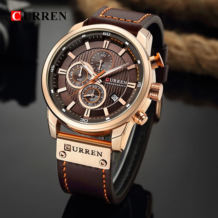 Curren 8291 Brand Chronograph Watches Men Business Leather Calendar Clock Waterproof Sports Luxury Quartz Watch relojes hombre