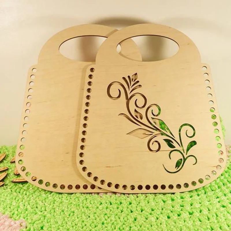  custom crochet baskets bags wood base wooden handmade craft   