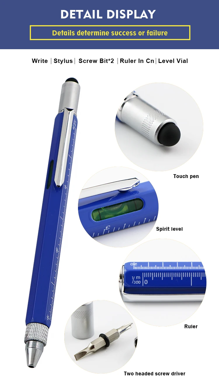 New Ballpoint Pen Screwdriver Ruler Spirit Level Top Scale Multifunction Pen L/P 
