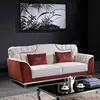 living room furniture European design antique chaise lounge brown and white button tufted chesterfield foam sofa set