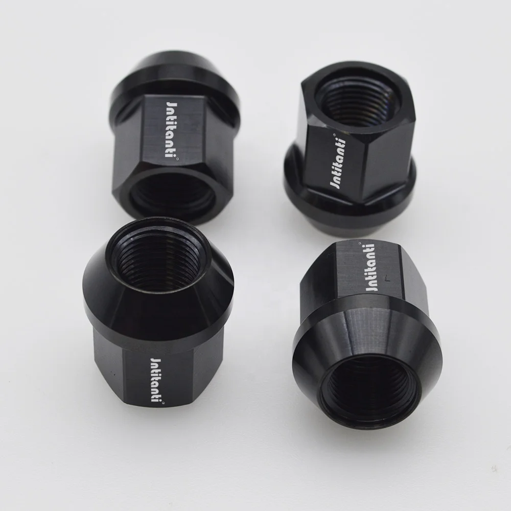 Black M14*1.5 Full Hex High Strength Gr5 Titanium Lug Nut With Open End