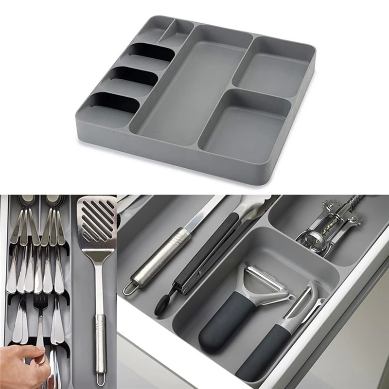 Creative Drawer Organizer Tray Spoon Knife Fork Cutlery Separation Finishing Storage Box Kitchen