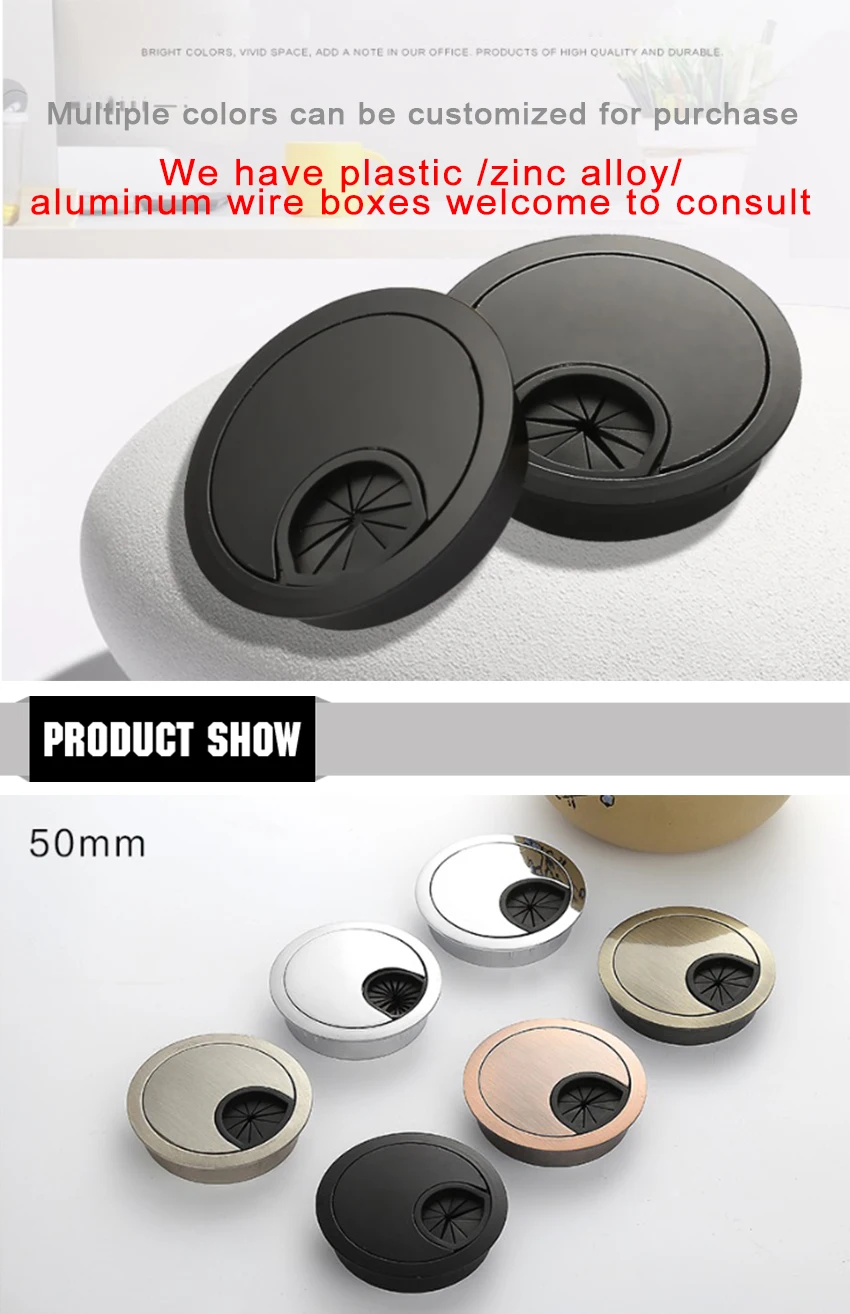 60mm/2.36inches Round Office Grommet Computer Desk Grommets Wire Cable