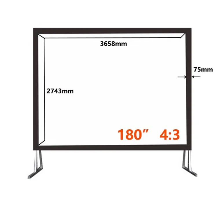 16:9 Outdoor projection screen front rear aluminum frames flight case fast fold projection screen