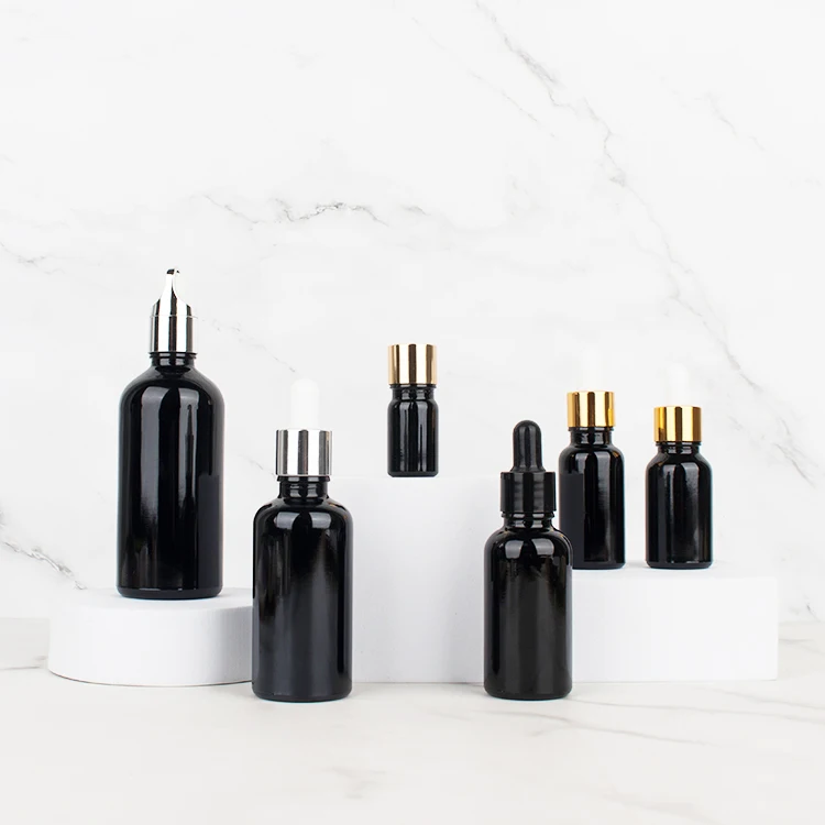 sophisticatedtechnology5ml10ml black essential oil bottle, rubber-tipped dropper essence, sub-packed into small sample bottles. supplier